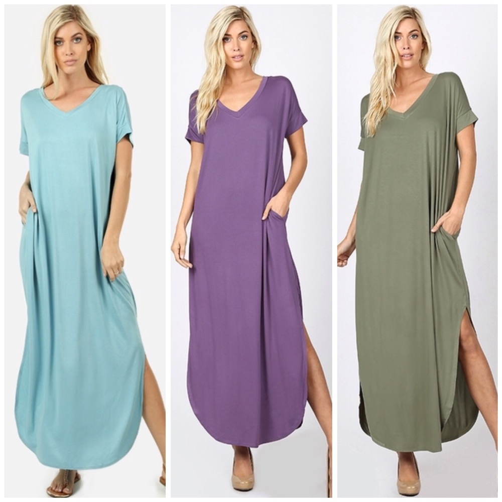 Short Sleeve Pocket Maxi Dress